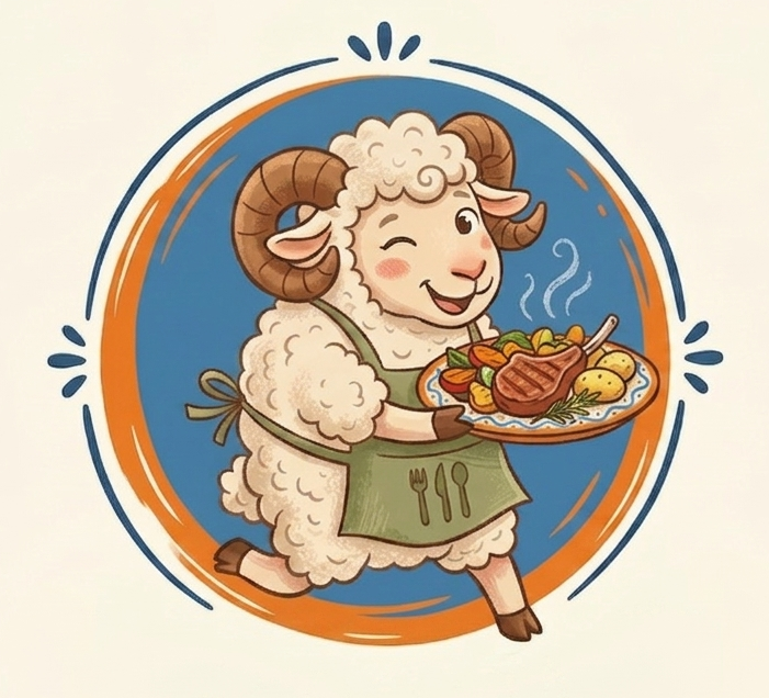 Beránek s talířem jídla